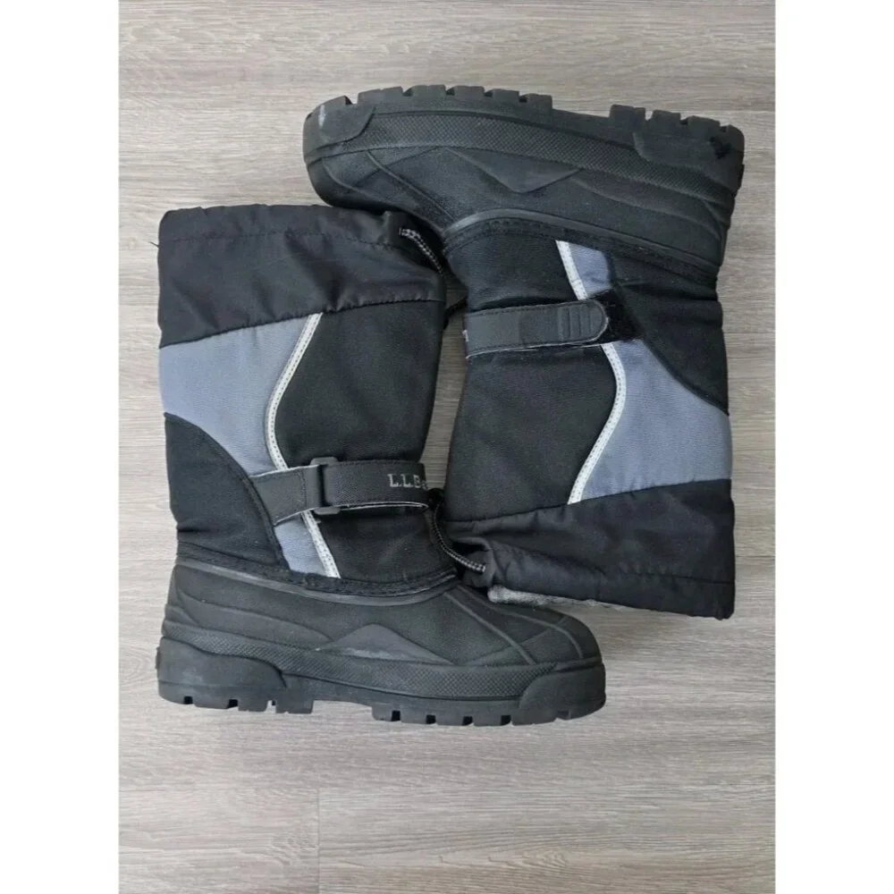 LL Bean Northwoods Kids Snow Boots Size 6 Black‎ Gray Winter Felt Insert